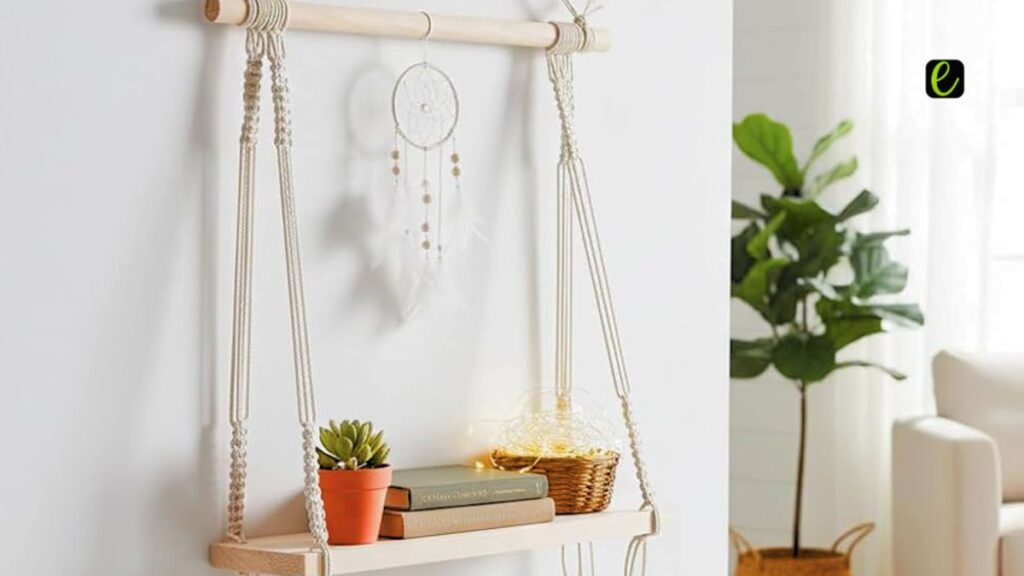 14 Affordable Home Decor Items Under ₹1000 to Buy Online in India 12 Macramé Shelf with Wooden Rod — Two-in-One Display and Storage
